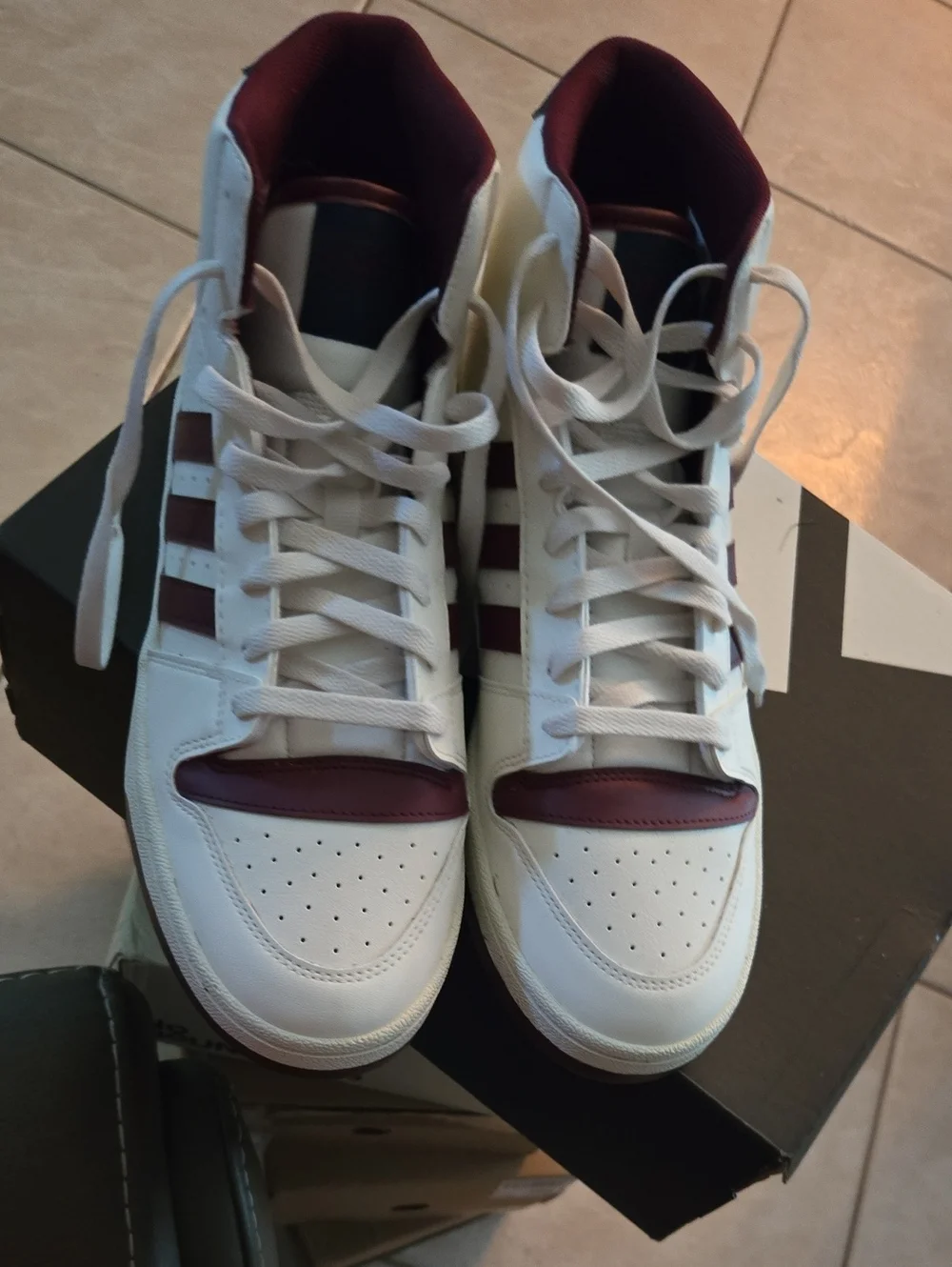 Adidas Break Start Mid Basketball Sneakers - White/Maroon - Men's Size 10